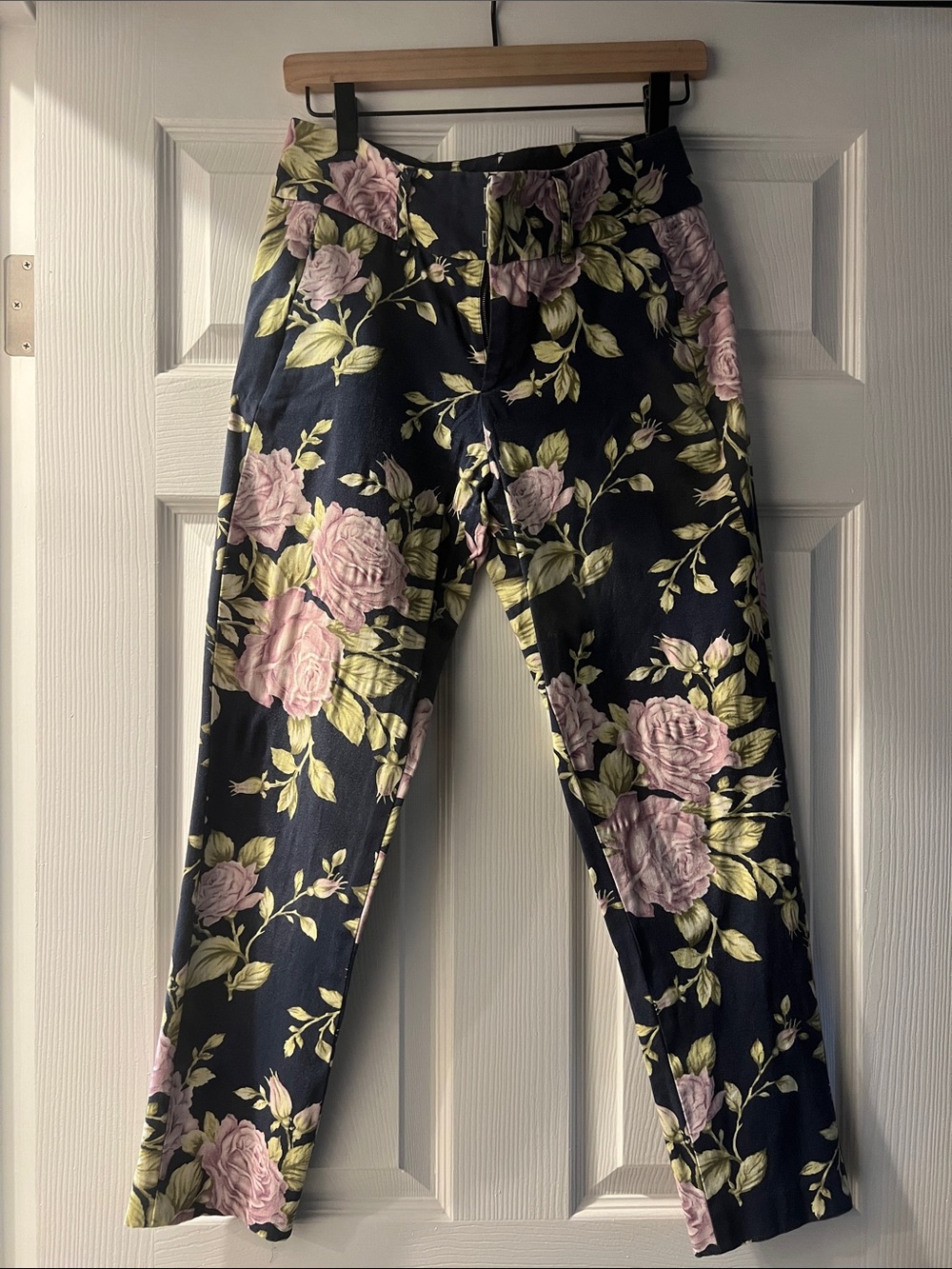 rag & bone navy floral cropped trousers
